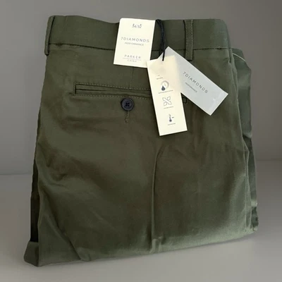 Pantalones chinos 7 Diamonds Parker 34X32 Performance verde oliva calce recto para hombre Foto 1 de 4