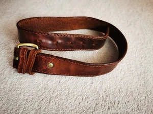 Vintage brown leather suede belt size 24 XS S brass studs - Picture 1 of 5