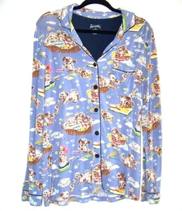 Nick & Nora Pigiama Camicia Cane Bagno Maglia Modal Spandex XS Donna - Foto 1 di 10
