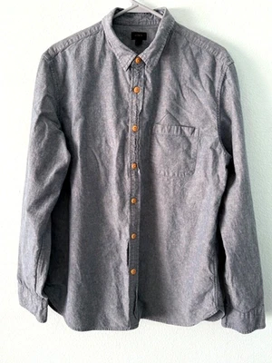 J. Camisa Crew Manga Larga Hombre Botón Denim Azul Grande 100% Algodón Foto 1 de 4