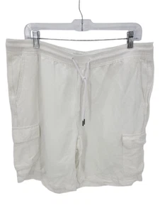 Cubavera Shorts Herren groß weiß Leinen Kordelzug Taille Cargotaschen Freizeit - Bild 1 von 9
