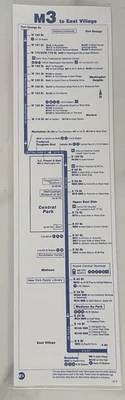 MTA New York City M3 East Village Bus Stop Sign Laminated Map Sheet 6” x 22.5” - Image 1 of 4