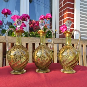 3er Set Baccarat Kristall Likörkaraffen Golddekor - Bild 1 von 15