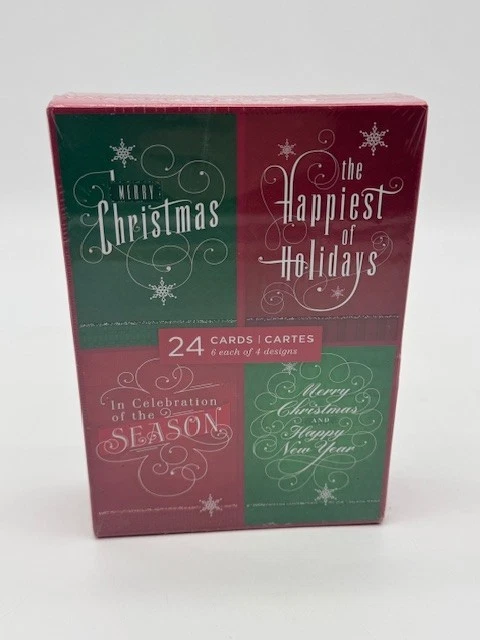 Image Arts Christmas Boxed Cards Assortment Elegant Lettering 4 Designs 24 Cards - Image 1 of 4