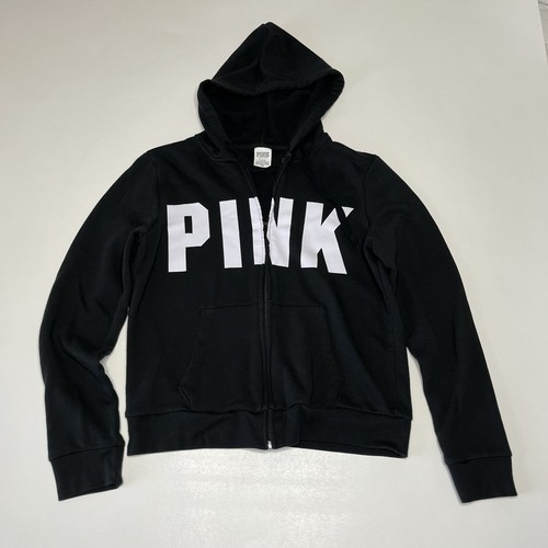 UNDERCOVER Felpa donna rosa Victoria Secret full zip con cappuccio taglia M nera bianca Spellout