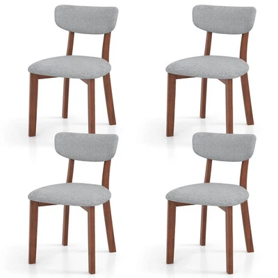 Upholstered Dining Chairs Set of 4 w/ Solid Rubber Wood Frame, Curved Backrest - Image 1 of 4