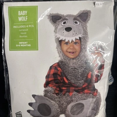 amscan Infant Big Bad Wolf Costume, 0-6 Months, 4 Pcs., Plush - Image 1 of 3