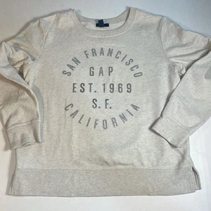 GAP San Francisco Est 1969 Crewneck Sweatshirt Heather Oatmeal Boxy Soft Size L - Picture 1 of 16