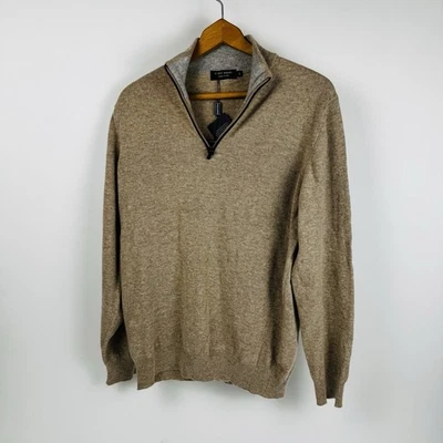 Suéter Filippo Riberti Para Hombre Cremallera Cuarto Lana/Cachemira Talla L Tostado Hecho en Italia Foto 1 de 4