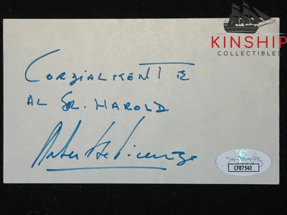Roberto De Vincenzo signed 3x5 Index Card JSA COA British Open Golf Auto I221 - Image 1 of 1