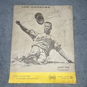 Tarjeta de puntuación de los Dodgers de Los Ángeles 1963 autógrafo de Don Drysdale Lee Walls - Imagen 1 de 8
