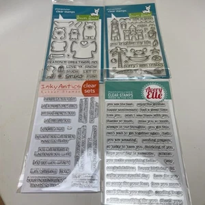 Lot of 4 Lawn Fawn, Avery Elle, Clear Stamps, Life is Good, Snow Much Fun, Text - Picture 1 of 6