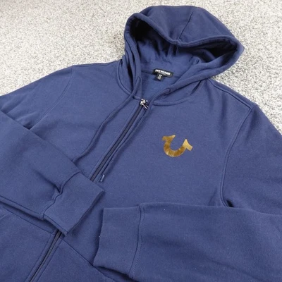 NOVO Moletom com Capuz True Religion Masculino M Azul Buda Zíper Completo Jaqueta Suéter - Imagem 1 de 4