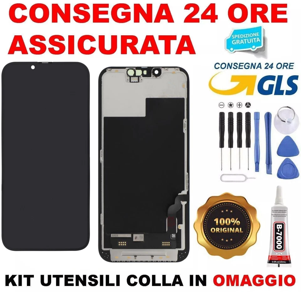 DISPLAY ORIGINALE PER APPLE IPHONE 13 TOUCH SCREEN SCHERMO VETRO NO ERRORE