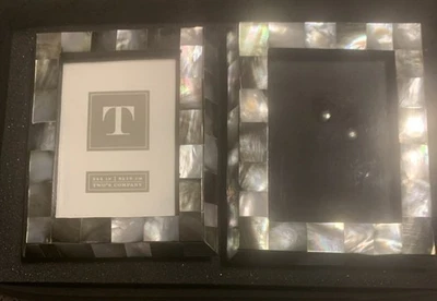 Pretty Two’s Company Picture Frames Mosaic Abalone Mother of Pearl 3X4 Set Of 2 - Image 1 of 4