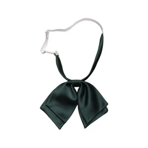Women Elegant Dual Layer Twill Bowtie Elastic Band Pre-tied Solid Color Neck Tie - Picture 1 of 13