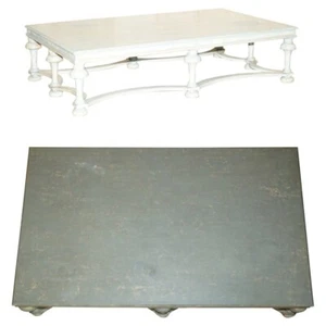 MASSIVE ORIGINAL PAINT SIX PILLARS LEG FRENCH COUNTRY HOUSE COFFEE TABLE - Picture 1 of 20