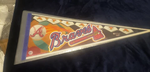 Arlanta Braves Baseball Pennant 12×31 In Plastic Sleeve VG Condition Cover
