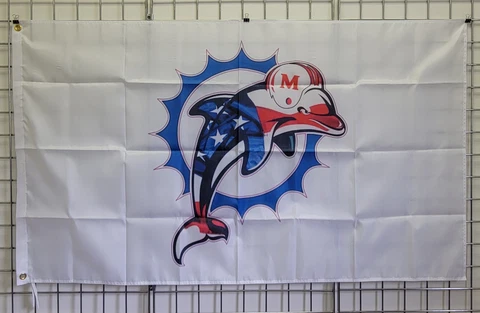 Miami Dolphins Flag 3ftx5ft Dolphins Red White & Blue Old School Logo NFL 🔥🔥 Cover