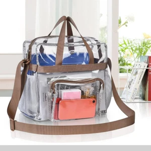 Heavy Duty Clear Transparent Backpack Book-Bag Clear PVC Tote Pack Handbag NEW - Picture 1 of 6