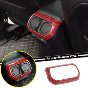 Red Carbon Rear A/C Vent Frame Trim Accessories For Jeep Gladiator JT/JL 18-2025 - Picture 1 of 8