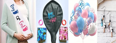 Kit de balão revelação de gênero 36" preto jumbo, conjunto de faixa e brincos para chá de bebê - Imagem 1 de 4