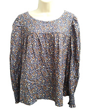 Universal Thread Womens Top Shirt Blouse 2X Large Blue Orange Long Sleeve Flowy