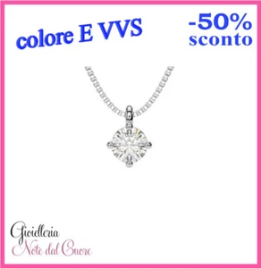 CIONDOLO PUNTO LUCE ORO BIANCO DIAMANTE NATURALE E VVS 0.35 CARATI CERTIFICATO - Bild 1 von 4