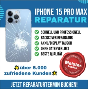 iPhone 15 Pro Max Backcover Reparatur LASERTECHNIK Rückseite Glas Akkudeckel - Bild 1 von 11