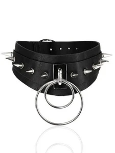 Restyle Double Spiked Choker Black Gothic Alternative Necklace - Picture 1 of 3