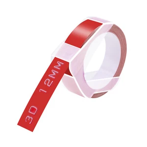 1PK 12mm White on Red 3D Embossing Labels 521202 For Dymo Organizer Xpress 1575 - Picture 1 of 11