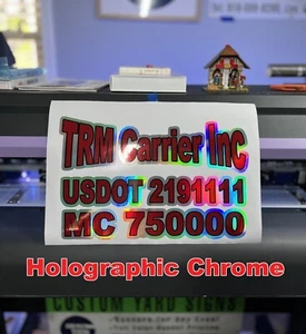 Custom USDOT & MC Truck Stickers 2 Decals  Chrome Holographic Vinyl Truck Signs - Picture 1 of 7