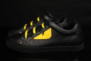 Fendi Monster Eye Low Top Leather Sneakers Black Size 6 - Picture 1 of 15