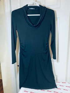 Calvin Klein Womens Black Long Sleeve Cowl Neck Cocktail Dress w/Side Ruching - Picture 1 of 7