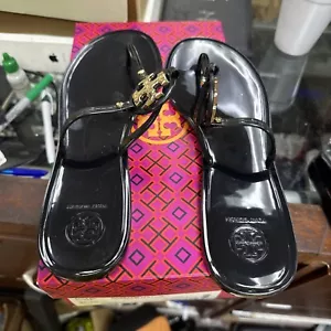 SANDALIAS MUJER TORY BURCH MILLER ADORNADAS NEGRAS Y DORADAS TALLA 9.5 - Imagen 1 de 2