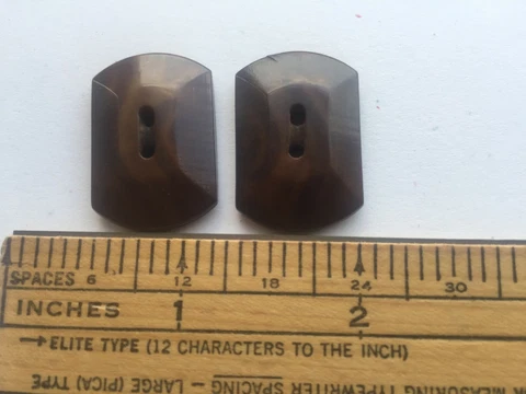2 dark brown deco vegetable ivory tagua buttons with rounded rectangle shape Cover