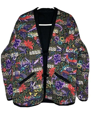 Chaqueta reversible Supreme Paradise negra/floral acolchada kimono SS15 talla mediana Foto 1 de 4