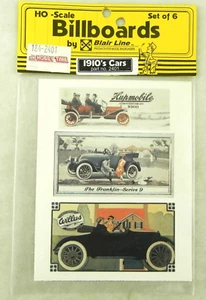 HO Scale Billboards Signs (Set of 6) - 1910's Cars - Blair Line #2401 - Picture 1 of 1