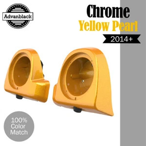 CHROME YELLOW PEARL For 2014+ Harley 6.5" Speaker Pods Lower Vented Fairings - Picture 1 of 5