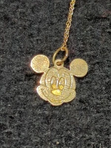 Collana testa di Topolino Van Dell in oro giallo 10 carati con catena 10 carati 18 pollici - Foto 1 di 4
