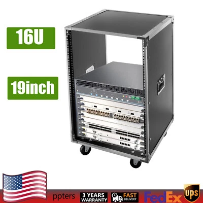 16U Server Rack Open Frame Rolling Network Data Rack 19 inch With Casters 4 Post - Image 1 of 4