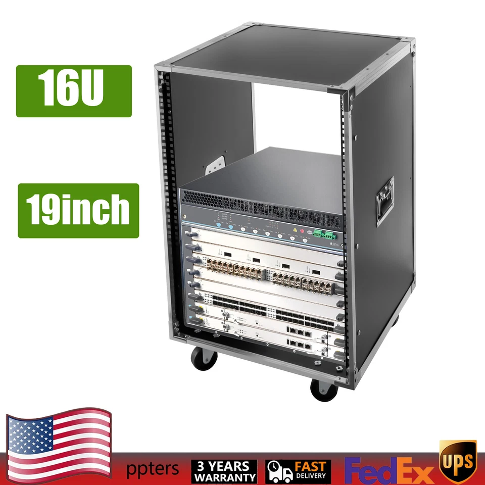 16U Server Rack Open Frame Rolling Network Data Rack 19 inch With Casters 4 Post - Image 1 of 4