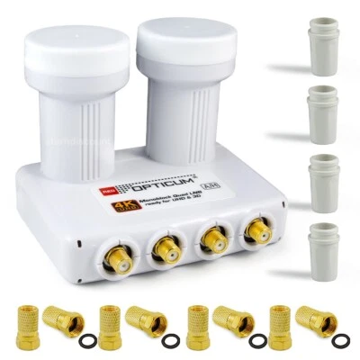 LNB Monoblock QUAD OPTICUM Astra Hotbird Doppel SAT LMB HD 4K UHD 0,1dB HD+ SKY+ - Bild 1 von 4