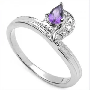Stunning Womens 925 Sterling Silver Amethyst Size 7 Designer Ring - Picture 1 of 7