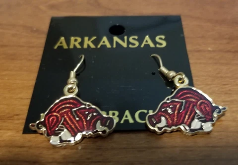 Arkansas Razorbacks University Hook / Dangle Earrings Gold Tone--Never Worn Cover