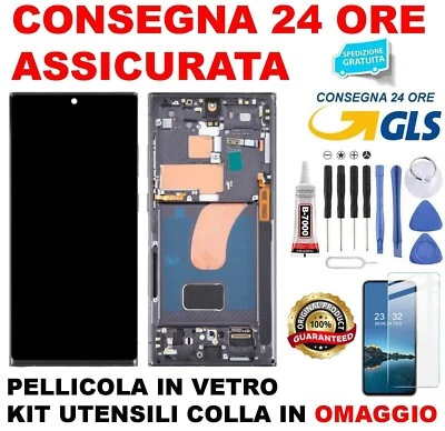 DISPLAY AMOLED 2X ORIGINALE SAMSUNG GALAXY S23 ULTRA SM-S918 TOUCH SCREEN NERO