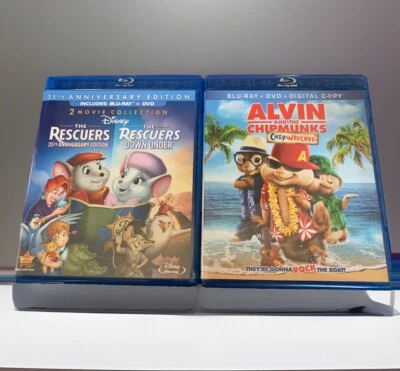Disney The Rescuers + The Rescuers Down Under + Alvin Chipwrecked Blu-Ray Duo - Image 1 of 4