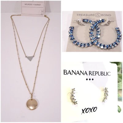 Juego de 3 collar y pendientes Nordstrom Treasure and Bond Banana Republic nuevos con etiquetas Foto 1 de 4