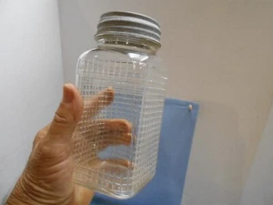 Vintage Square Quited Waffle Grid Canning Jar with Zinc screw top - Picture 1 of 11