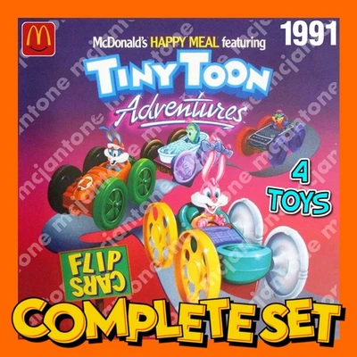 MIP SET 4 McDonald's 1991 Tiny Toon Adventures coches abatibles coche dibujos animados Toon LOONEY Foto 1 de 4